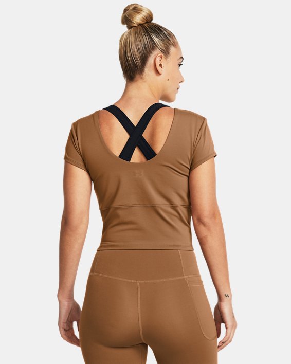 Women's UA Meridian Fitted Short Sleeve, Brown, pdpMainDesktop image number 1